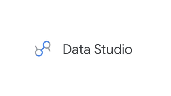 Data Studio logo with connected nodes icon on white background, Google data tool