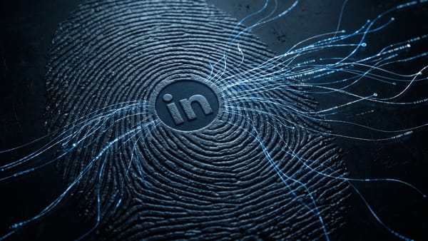LinkedIn fingerprint with data streams leaking to third parties, BrowserGate lawsuit visual.