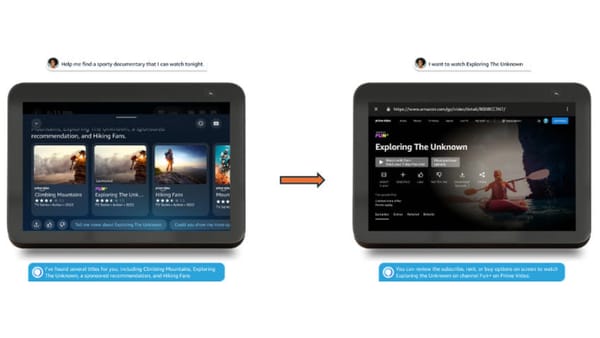 Echo Show displaying Alexa+ sponsored content tile for Prime Video channel subscription