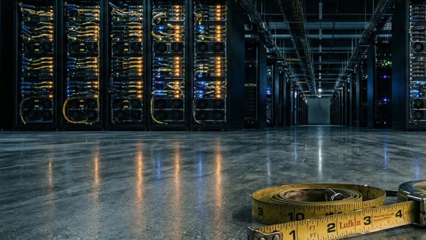 Old measuring tape on data center floor, legacy tools vs modern retail media infrastructure.