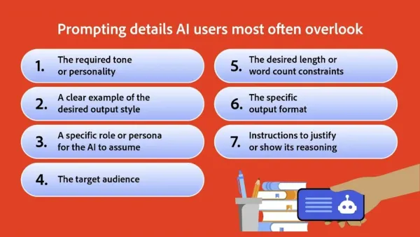 Seven prompting details AI users most often overlook, from Adobe Firefly study, May 2026.