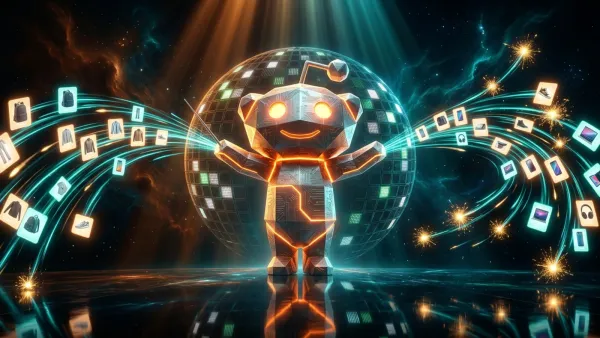 Reddit's Snoo figure directing product catalog streams into global retail ad network
