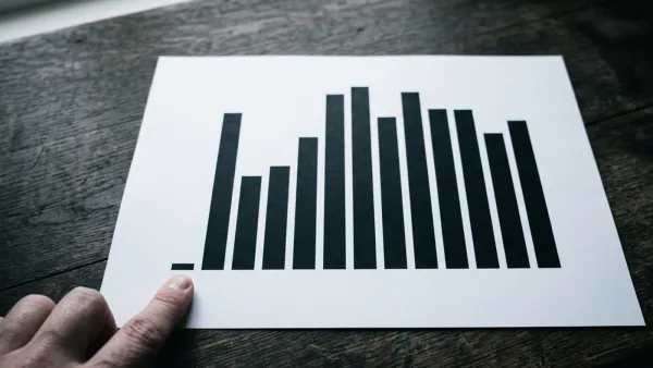 Bar chart on paper shows AI trust gap by country, with one bar nearly flat.