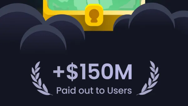 Freecash app icon showing $150M paid out to users, Google Play reinstatement 2026