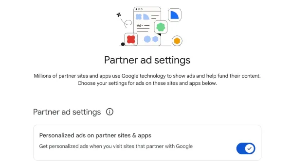 Google Partner Ad Settings: control personalized ads across millions of sites and apps.