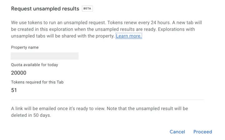 GA360 unsampled quota enhancements and API